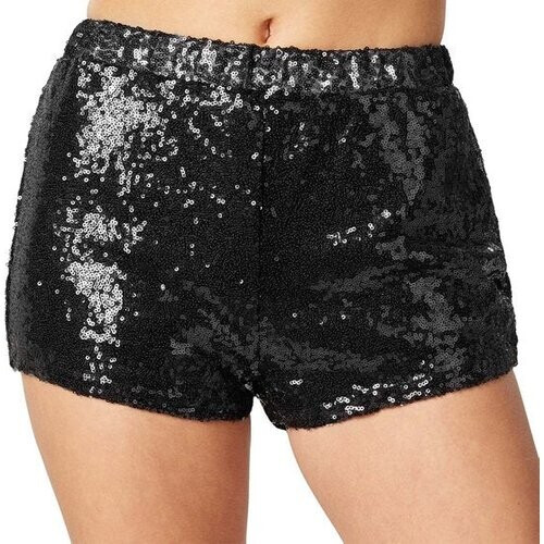 Tweedekans Dressforfun Pailletten-short zwart L - verkleedkleding kostuum halloween verkleden feestkleding carnavalskleding carnaval feestkledij partykleding - 303898