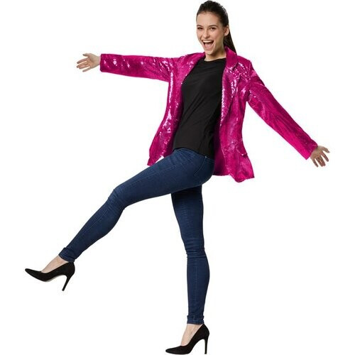 Tweedekans Dressforfun Paillettenjas dames pink XL - verkleedkleding kostuum halloween verkleden feestkleding carnavalskleding carnaval feestkledij partykleding - 303879 Tweedehands