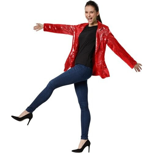 Tweedekans Dressforfun Paillettenjas dames rood XXL - verkleedkleding kostuum halloween verkleden feestkleding carnavalskleding carnaval feestkledij partykleding - 303875 Tweedehands