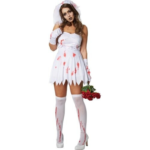 Tweedekans Dressforfun Sexy griezelbruid XL - verkleedkleding kostuum halloween verkleden feestkleding carnavalskleding carnaval feestkledij partykleding - 302248 Tweedehands