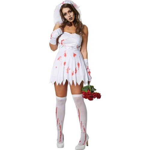 Tweedekans dressforfun - Sexy griezelbruid XXL - verkleedkleding kostuum halloween verkleden feestkleding carnavalskleding carnaval feestkledij partykleding - 302249 Tweedehands