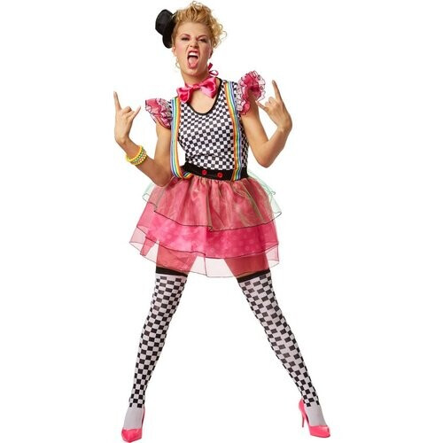 Tweedekans dressforfun - Vrouwenkostuum neon clown XL - verkleedkleding kostuum halloween verkleden feestkleding carnavalskleding carnaval feestkledij partykleding - 301680 Tweedehands