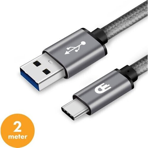 Tweedekans Drivv. USB naar USB C Kabel - Snellader - USB C Data en Oplaadkabel - 2 meter - Geschikt voor Samsung, iPhone 15 & Meer - Space Grey Tweedehands