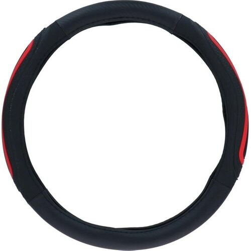 Tweedekans Dunlop Stuurhoes Auto 38CM - Geschikt voor Stuurwielen 37-39CM - Comfortabele Grip - Anti-Slip - Auto Decoratie - Kunstleer - Zwart/Rood Tweedehands