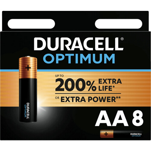 Tweedekans Duracell Alkaline Optimum AA-batterijen 8 stuks Tweedehands