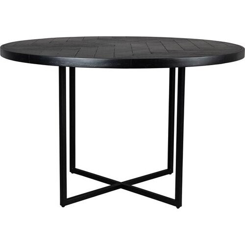 Tweedekans Dutchbone Class Eettafel Rond 120 cm Acaciahout Zwart Tweedehands
