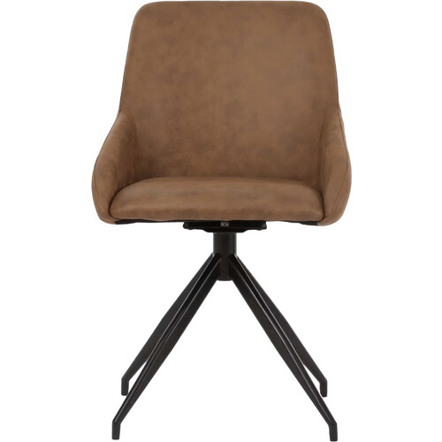 Tweedekans Dutchbone Laurel draaibare eetkamerstoel – elegant design – 360° draaibaar – cognac – 60 x 51 x 85 cm Tweedehands