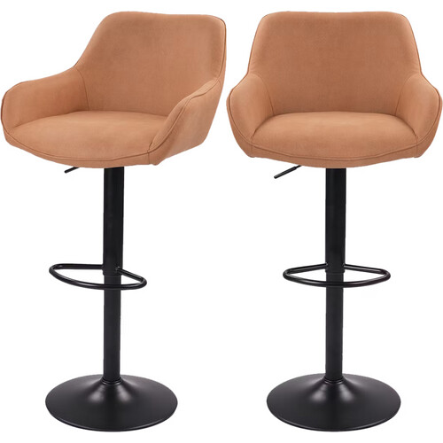 Tweedekans Dutchbone Oliver Barkruk - Cognac - 56 x 54 x 109 cm - Set van 2 Tweedehands