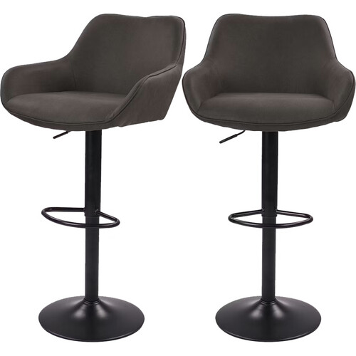 Tweedekans Dutchbone Oliver Barkrukken Set van 2 - Anthracite - 56 x 54 x 109 cm - Verstelbare Zithoogte 60-80 cm Tweedehands