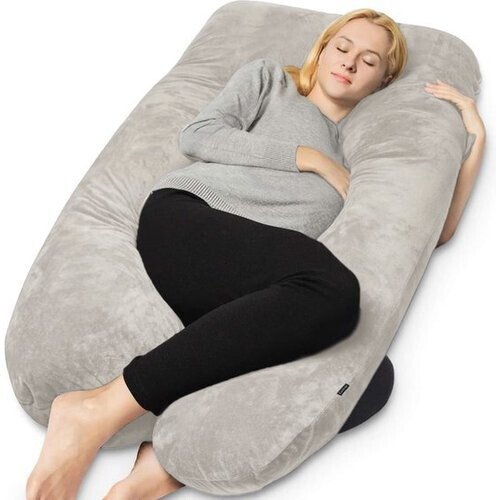 Tweedekans Earkings Zwangerschapskussen Zijslaapkussen 140x80cm U-vorm met Afneembare hoes - Body Pillow lichtgrijs Tweedehands