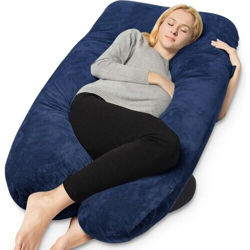 Tweedekans Earkings Zwangerschapskussen Zijslaapkussen 140x80cm U-vorm met Afneembare hoes - Body Pillow blauw Tweedehands