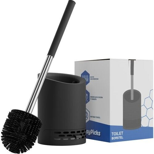 Tweedekans EasyPicks Premium WC Borstel - Toiletborstel - Met Houder - Antibacterieel - Met Geur Dispenser - Zwart Tweedehands