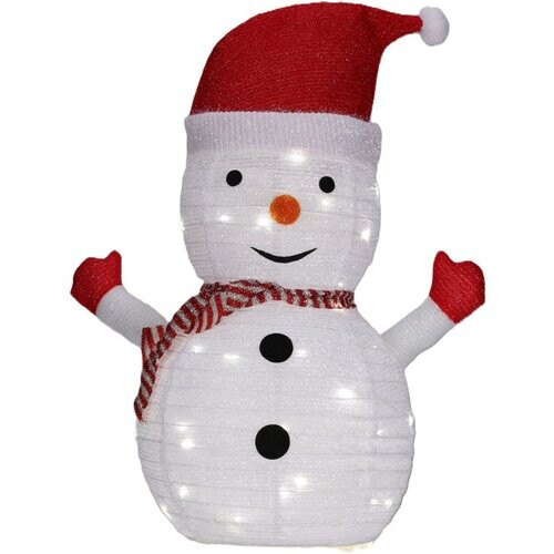 Tweedekans Ecd Germany LED sneeuwpop - 68 cm x 58 cm – wit met hoed, sjaal en handschoenen – 30 warmwitte LED's Tweedehands