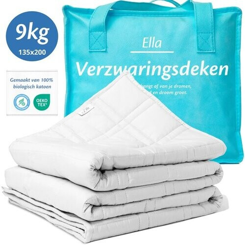 Tweedekans EL Life Verzwaringsdeken 9 kg - OEKO-TEX Katoen Zwaartedeken 135 x 200cm - Weighted Blanket - Verzwaarde Deken - Wit Tweedehands