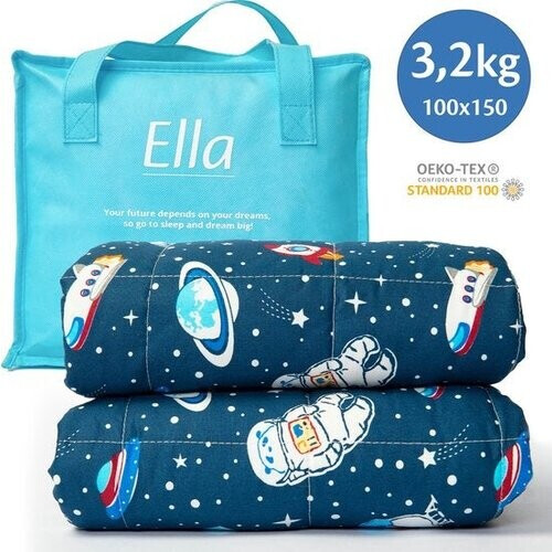 Tweedekans EL-Life Verzwaringsdeken Kind 3,2kg - 100 x 150cm - Zwaartedeken - Weighted Blanket - Verzwaarde Deken - OEKO-TEX Katoen - Ruimte & Astronauten Tweedehands