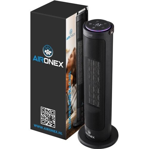 Tweedekans Elektrische Kachel 2000 Watt van Aironex - Keramische Zwarte Kachelventilator - Kachel Electrisch - Verwarming Elektrisch - Heater - Ventilatorkachel met afstandsbediening en timerfunctie Tweedehands