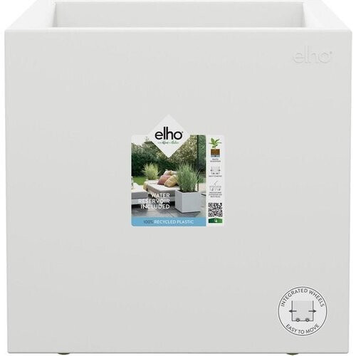 Tweedekans Elho Vivo Next Vierkant 40 - Plantenbak voor Binnen & Buiten - 100% Gerecycled Plastic - L 39.0 x H 37.9 cm - Wit Tweedehands