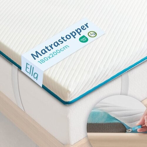 Tweedekans Ella Topper Matras 180x200 cm – Voorzien Van Gel-infused Traagschuim En Moon Foam En Wasbare Bamboe Hoes – Voor Slaapkamer – Lichtgrijs Traagschuim En Moon Foam – 7 cm – Medium Hardheid Tweedehands