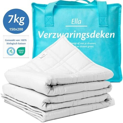 Tweedekans Ella Verzwaringsdeken 7 kg - OEKO-TEX Katoen Zwaartedeken 150 x 200cm - Weighted Blanket - Verzwaarde Deken - Wit Tweedehands