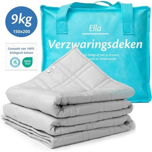 Tweedekans Ella Verzwaringsdeken 9 kg - OEKO-TEX Katoen Zwaartedeken 150 x 200cm - Weighted Blanket - Verzwaarde Deken - Cadeau voor Moederdag - Grijs Tweedehands