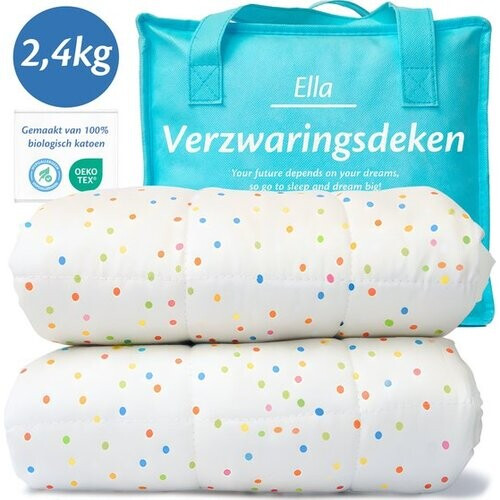 Tweedekans Ella Verzwaringsdeken Kind 2,4kg - OEKO-TEX Katoen Zwaartedeken 90 x 120cm - Weighted Blanket - Verzwaarde Deken Stippen Tweedehands