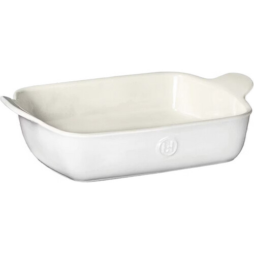 Tweedekans Emile Henry – Rechthoekige Ovenschaal – 41,5 x 26 cm & 3,8 l Inhoud – Met Gelijkmatige Warmteverdeling & Krasbestendig Glazuur – Voor Ovenschotels & Lasagne – Wit Keramiek Tweedehands