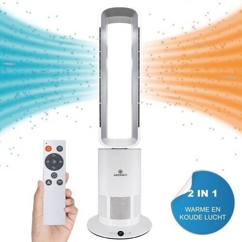 Tweedekans Energiezuinige Elektrische Kachel Aironex - Verwarming en Verkoeling in 1 - Heater - Design Ventilatorkachel - Kachelventilator - Verwarming ElectrischBladloze Ventilator - Torenventilator Aironex - Ventilator Staand - Aircooler Tweedehands