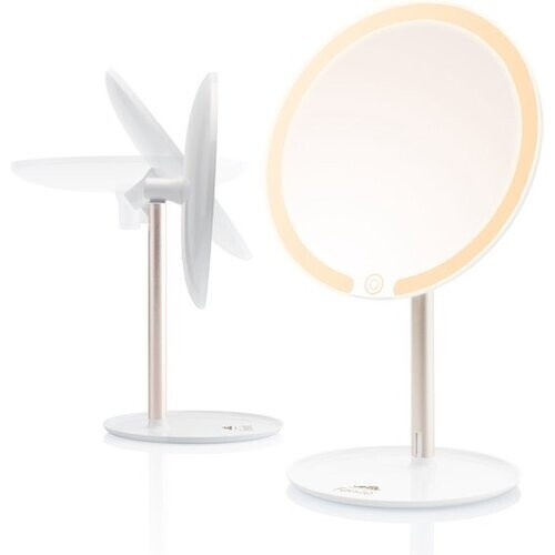 Tweedekans ETA Fenité Make Up Spiegel met Verlichting – 90° Kantelbaar en Oplaadbaar via USB-C – Lichtkleur Instelbaar – Ø 17,8 cm – Wit Tweedehands