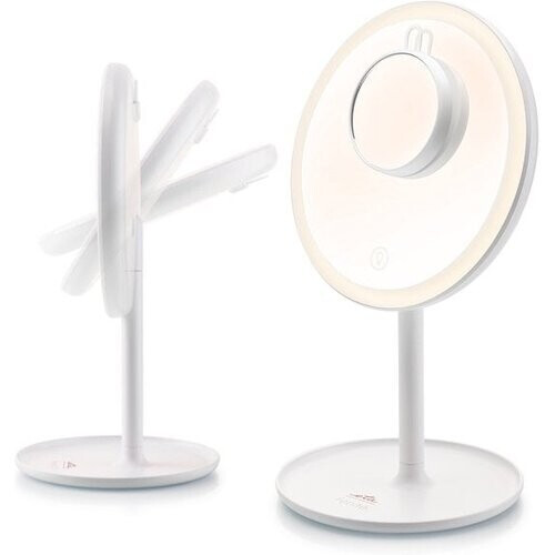 Tweedekans ETA Fenité Make Up Spiegel met Verlichting – Vergroot 5 Keer Magnetisch – Kantelbaar en Oplaadbaar via USB-C – Lichtkleur Instelbaar – Ø20 cm – Wit Tweedehands