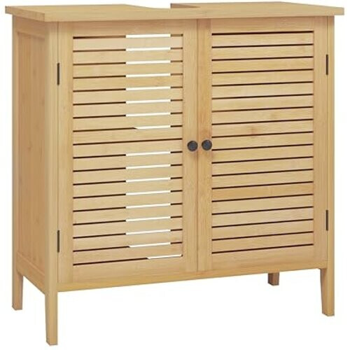 Tweedekans Eugad Badkamerkast Bamboo met 2 Deuren - Staande Waskast - Bamboe/Naturel - 60 x 30 x 60 cm Tweedehands