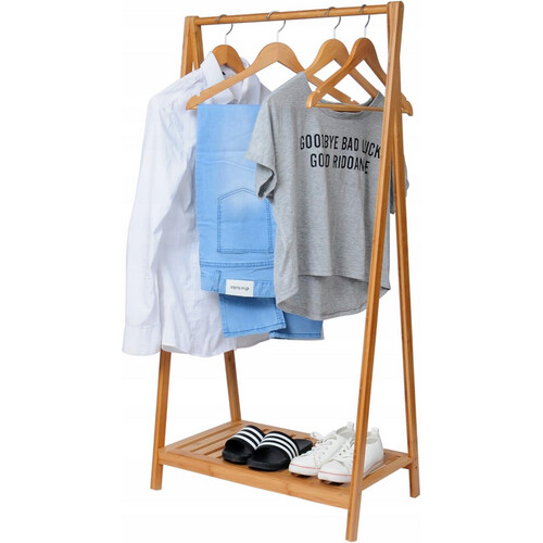Tweedekans Eugad Bamboe Kledingrek met Plank – 60 x 35 x 120 cm – Naturel – Modern & Ruimtebesparend Tweedehands