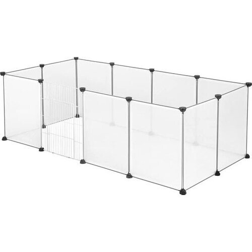 Tweedekans EUGAD Vrije-loopren voor konijnen en cavia's van kunststof, behuizing van 12 platen (35x45cm/plaat), transparante hamsteruitloop, BHT 145x46x75cm Tweedehands