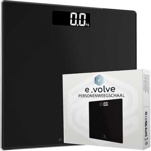 Tweedekans e.volve Personenweegschaal Digitaal - Zwart - Precisie Weegschaal - Digitale Weegschaal - Incl. Batterijen - Precisieweegschaal - Weegschalen Tweedehands