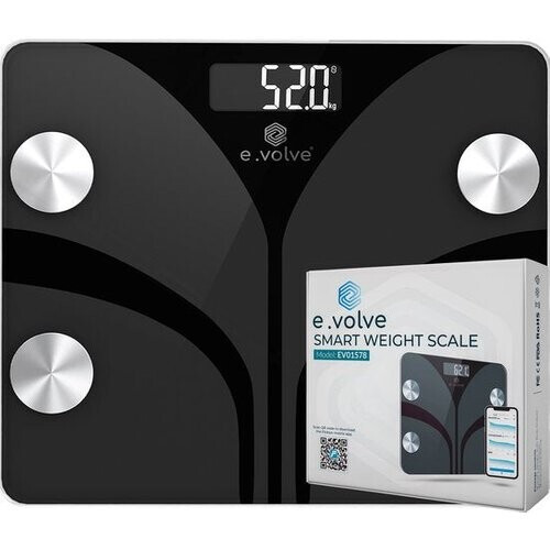Tweedekans e.volve Weegschaal Personenweegschaal Digitaal - 20x - Zwart - Slimme Weegschaal met Lichaamsanalyse - Precisie Weegschaal - Incl. App Tweedehands