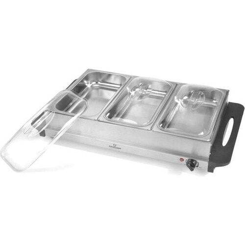 Tweedekans Excellent Electrics - Elektrische 2 in 1 RVS Buffetwarmer (300W) -3x2.5 liter Tweedehands