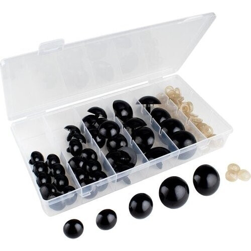 Tweedekans Faas Grote Veiligheidsoogjes - 80 Stuks - Veiligheidsneusjes - 17 t/m 30 mm - Incl. Sluitringen - Zwart Tweedehands