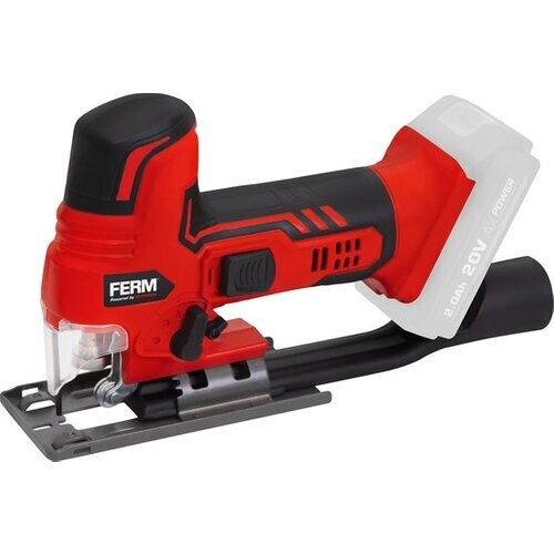 Tweedekans FERM - JSM1037 - Accu decoupeerzaag - 20V- AX Power - Snoerloos - 4 pendel posities - Variabele snelheid - Stofblaas functie - Stofzuiger aansluiting - Snelwisselsysteem - Verstelbare voet - Softgrip - Zijgeleider - 2 zaagjes Tweedehands