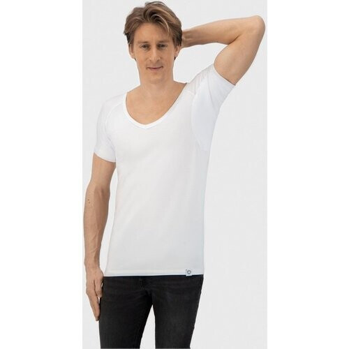 Tweedekans Fibershirts Anti Zweet Shirt Diepe V-hals - Wit - M - Heren Tweedehands