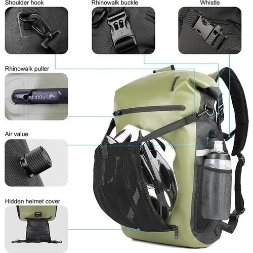 Tweedekans Fietstas - Rugzak - Schoudertas - Schooltas - Groen - waterafstotend 22L Tweedehands