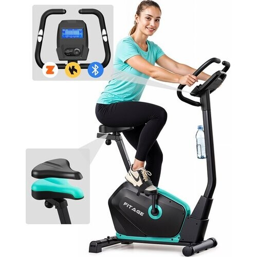 Tweedekans FITAGE Hometrainer - Fitnessfiets met 32 Weerstandsniveaus - Tablethouder voor Bluetooth Kinomap & Zwift - Fiets Lage Instap, Ergonomisch & Stil - Hometrainers Fitness voor Thuis Tweedehands