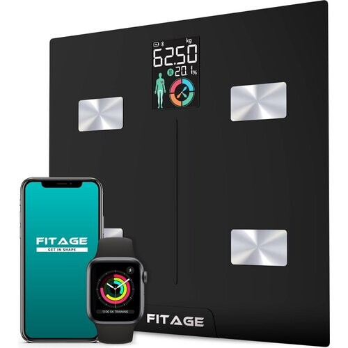 Tweedekans FITAGE LCD Weegschaal Personenweegschaal Digitaal - Slimme Weegschaal met 17x Lichaamsanalyse - Weegschalen - FITAGE App Tweedehands