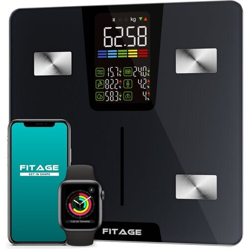 Tweedekans FITAGE LED Weegschaal Personenweegschaal Digitaal - Slimme Weegschaal met 17x Lichaamsanalyse - Weegschalen - FITAGE App Tweedehands