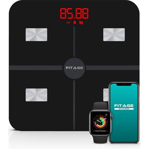 Tweedekans FITAGE - Personenweegschaal - Zwart - 28x28x2,5 cm Tweedehands