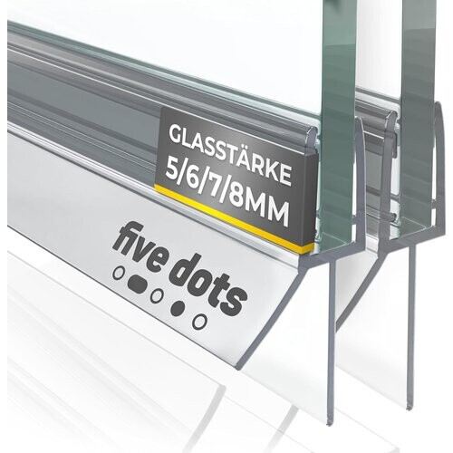 Tweedekans Five dots Douchedeurstrip 2 x 6 mm – Transparant – 100 cm – Anti-lek & Anti-vergeling – Voor glazen douchedeuren van 6 mm dik – Onderstrip douchewand Tweedehands