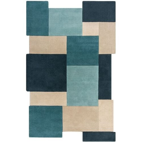 Tweedekans FLAIR RUGS Collage Wol Vloerkleed 150x240 cm – Teal Tweedehands