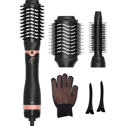 Tweedekans Flaire ROSÉ Föhnborstel met 3 Opzetstukken - Keramische Krulborstel - Ionisch - 1200W - Zwart Tweedehands