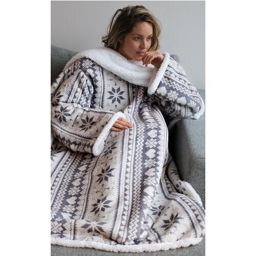 Tweedekans Fleece Deken met Mouwen - Hoodie Deken - Deken met Mouwen - Hoodie Blanket - Snuggle - Hoodie - Huggle Hoodie - Fleece Dekens - Plaid met Mouwen - TV Deken - Dames en Heren - Volwassenen - 180x130 cm - Print - Kerstcadeau Tweedehands