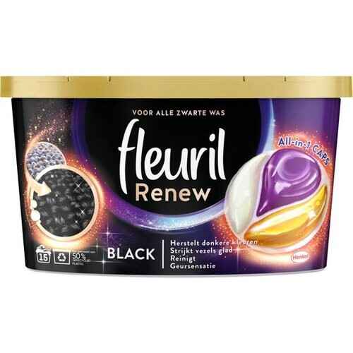 Tweedekans Fleuril Renew Black Caps - Wasmiddel Capsules - 15 Wasbeurten - Voor Zwarte & Donkere Kleding - Triple Renew Formule Tweedehands