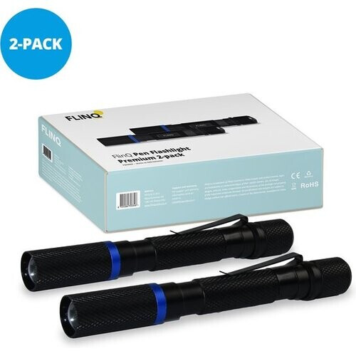 Tweedekans FlinQ Pen Zaklamp - 100 lumen LED lamp - Op Batterijen - Waterbestendige Flashlight - Militaire Zaklamp - Ideaal voor Noodpakket - Geschikt voor Kinderen - 100 meter Zicht - 2 Zaklampen Tweedehands