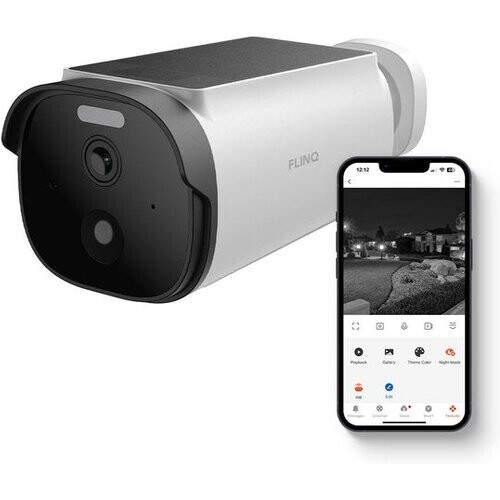 Tweedekans FlinQ Slimme Beveiligingscamera Sentinel - Oplaadbaar via USB & Zonne Energie - Buiten camera met zonnepaneel - Bewakingscamera voor buiten - 2K HD - Nachtzicht Tweedehands